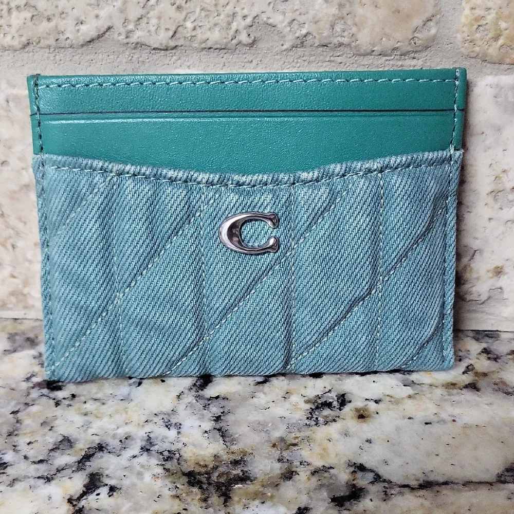 Coach Denim Essential Green Card Case